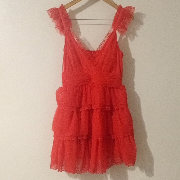 MABLE Polka Dot Mini Dress with Ricrac Trim Strap